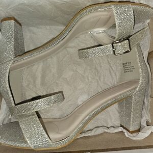 David's Bridal Silver Block Heel Sandals
